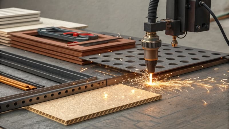 A plasma torch failing to cut a piece of wood