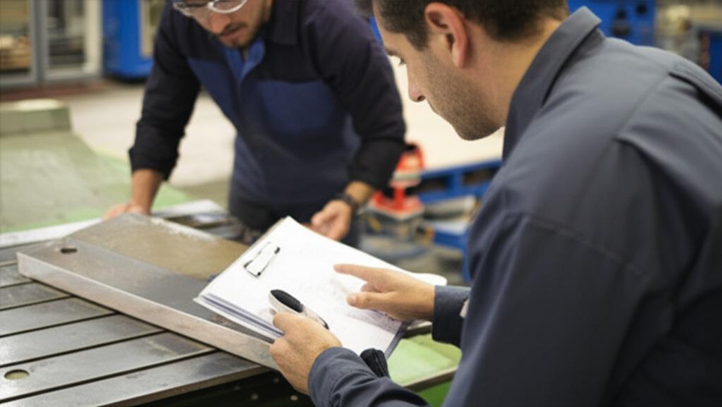 Industrial distributor reviewing plasma cutting technology with sales team