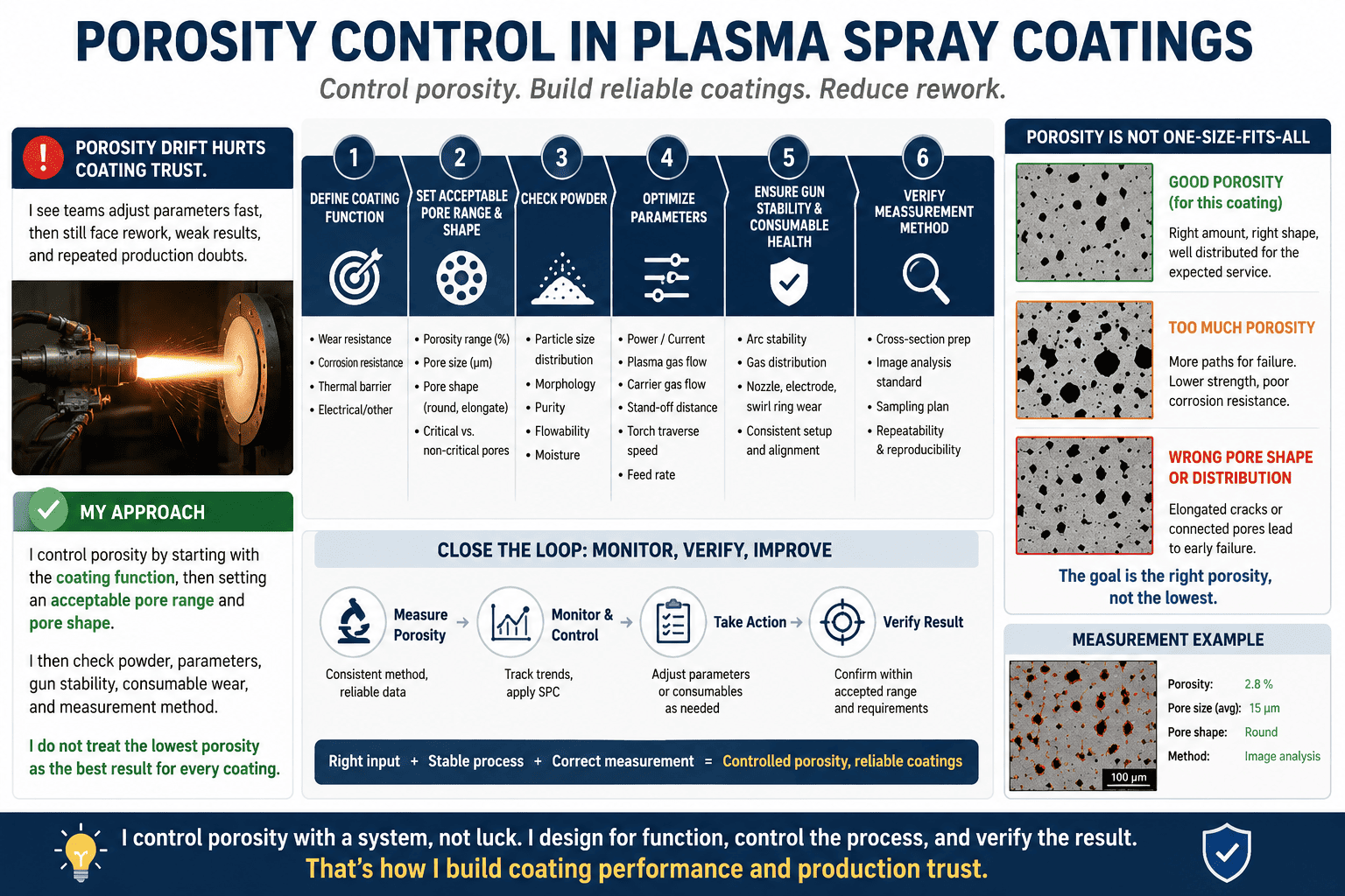 porosity control in plasma spray coatings