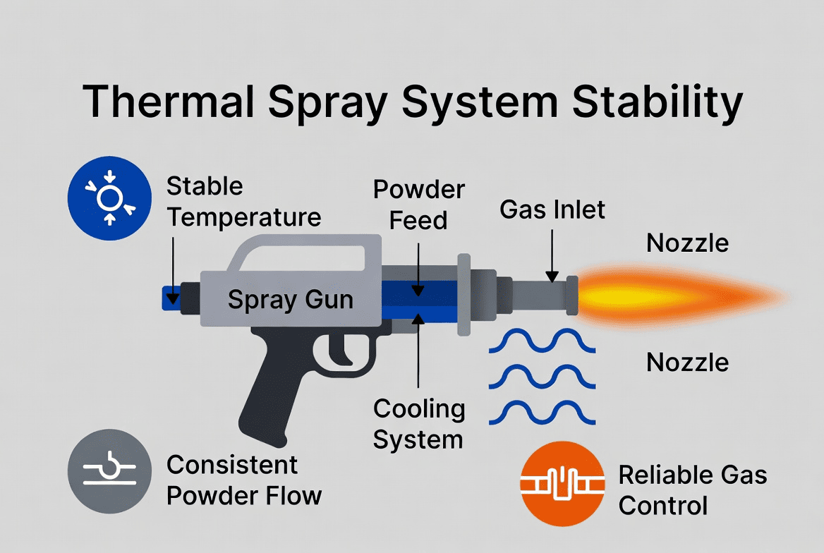 thermal spray gun consumables stability