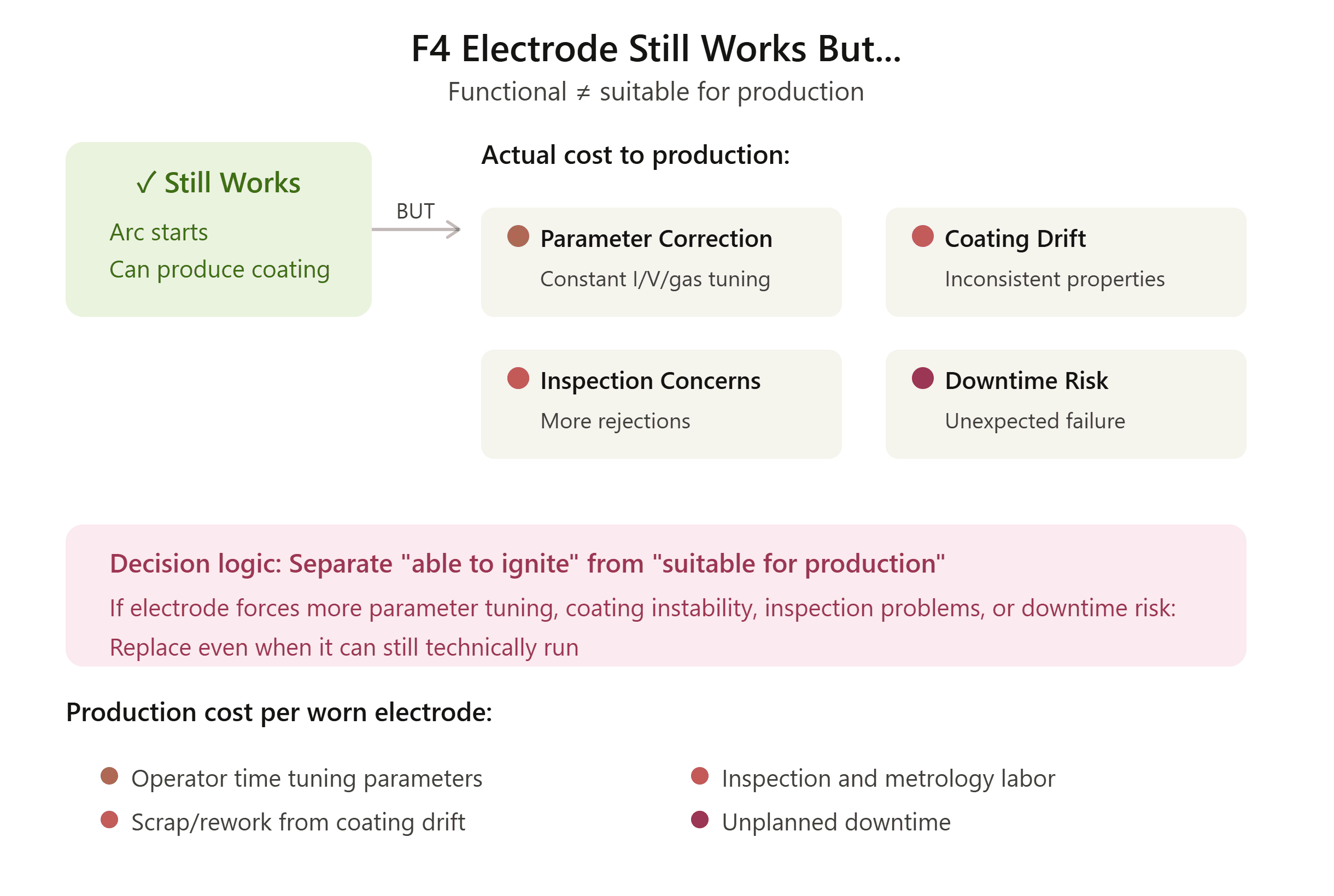 F4 electrode still works but affects production stability F4 electrode still works but affects production stability