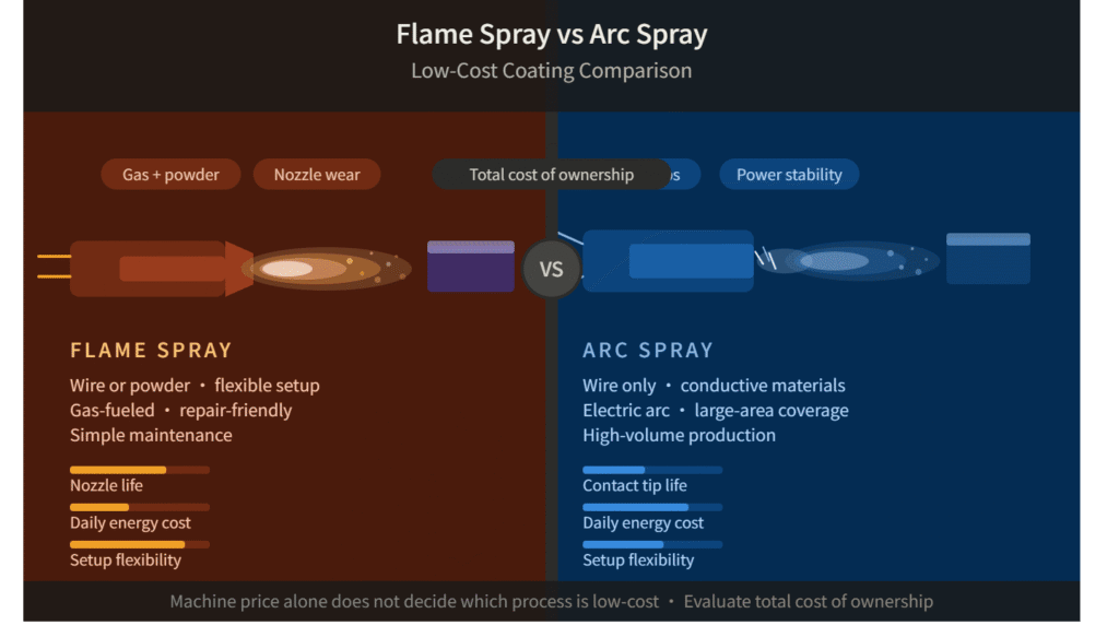 Flame Spray vs Arc Spray: Low-Cost Coating Comparison