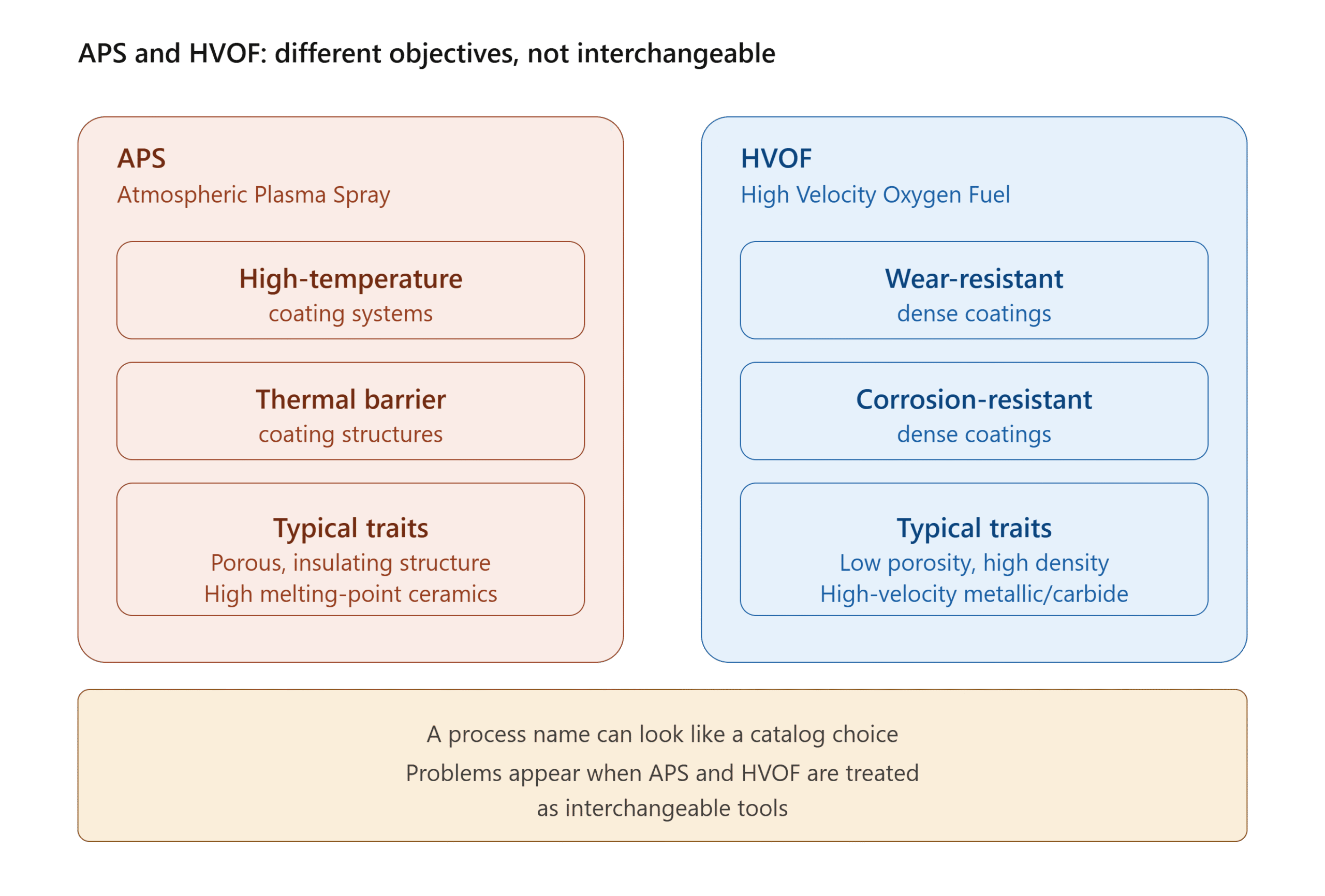 APS and HVOF thermal spray process