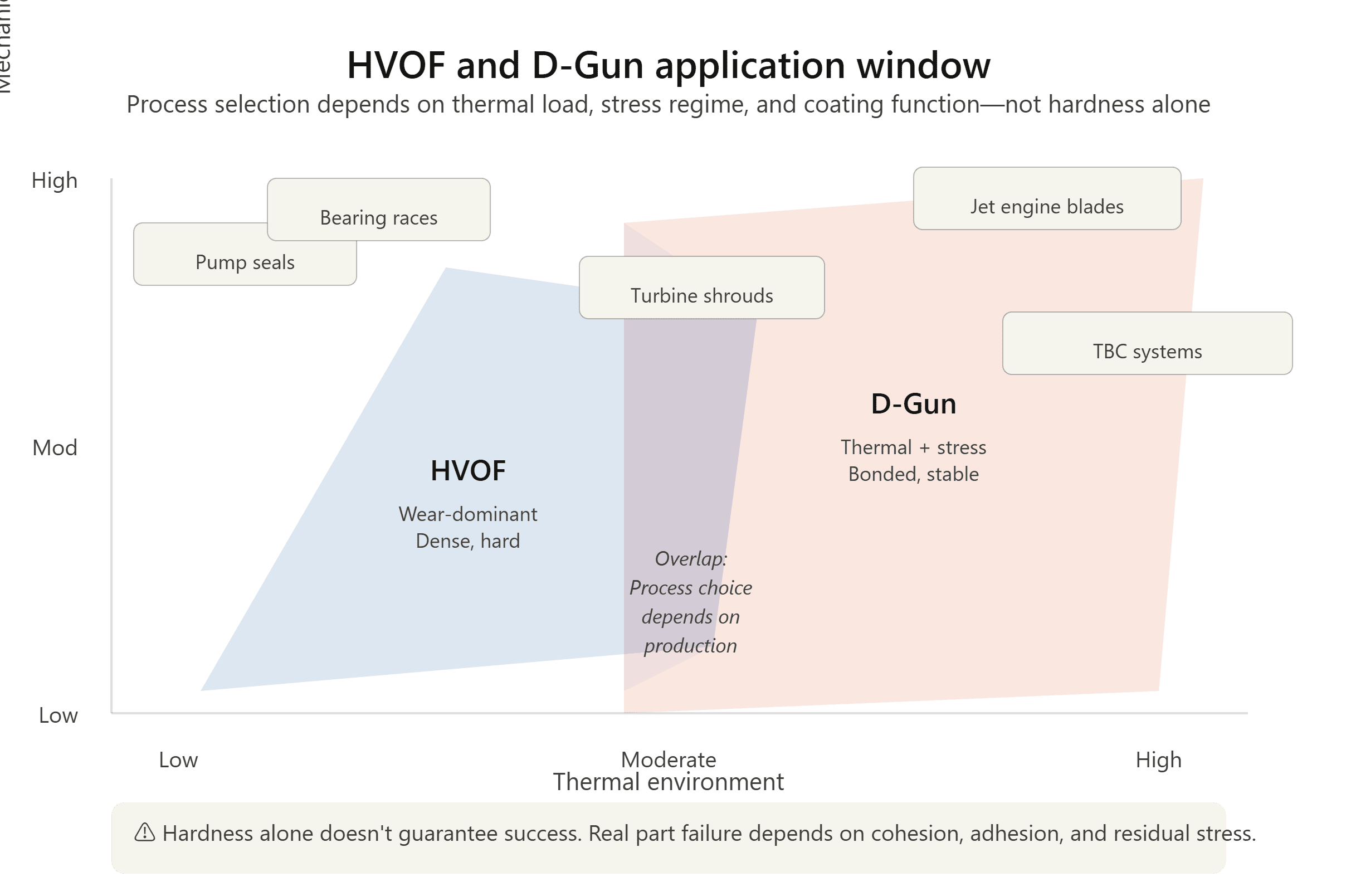 HVOF and D-Gun application window HVOF and D-Gun process application window