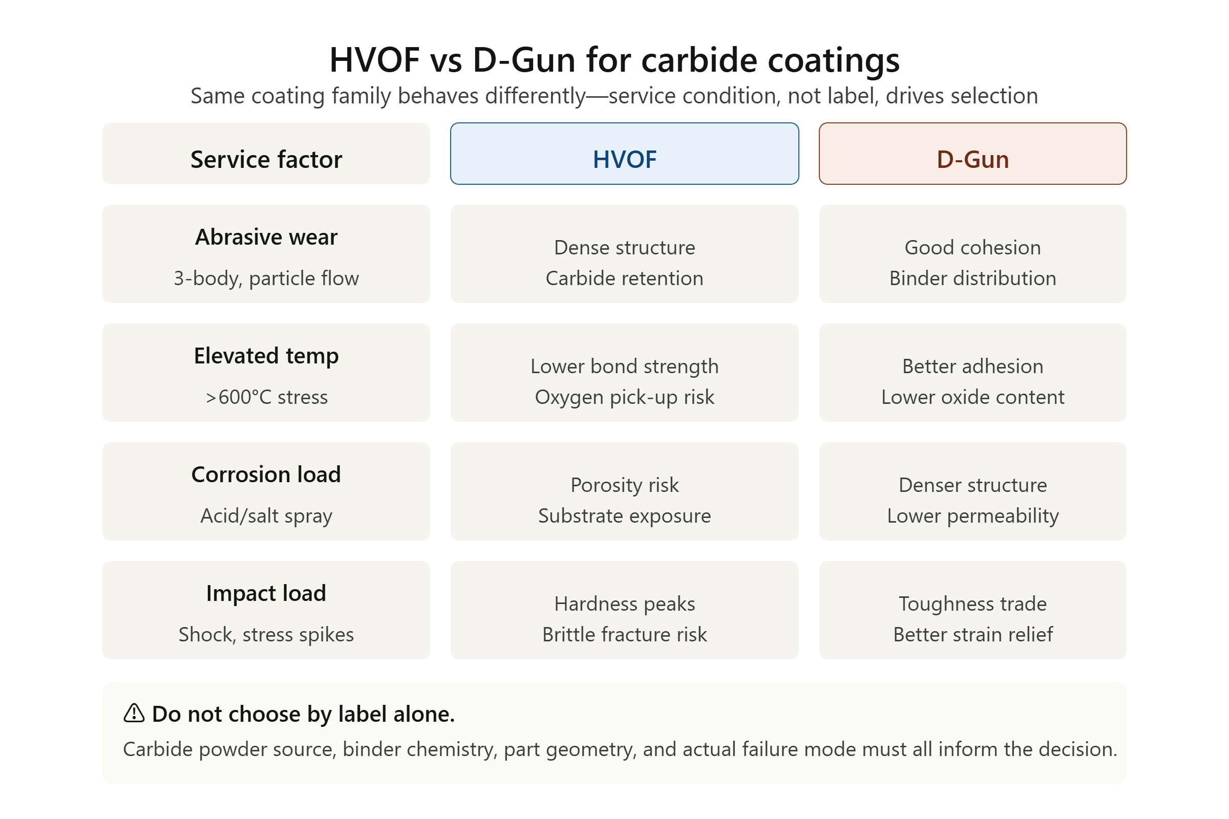 HVOF vs D-Gun for carbide coatings carbide coating HVOF D-Gun comparison