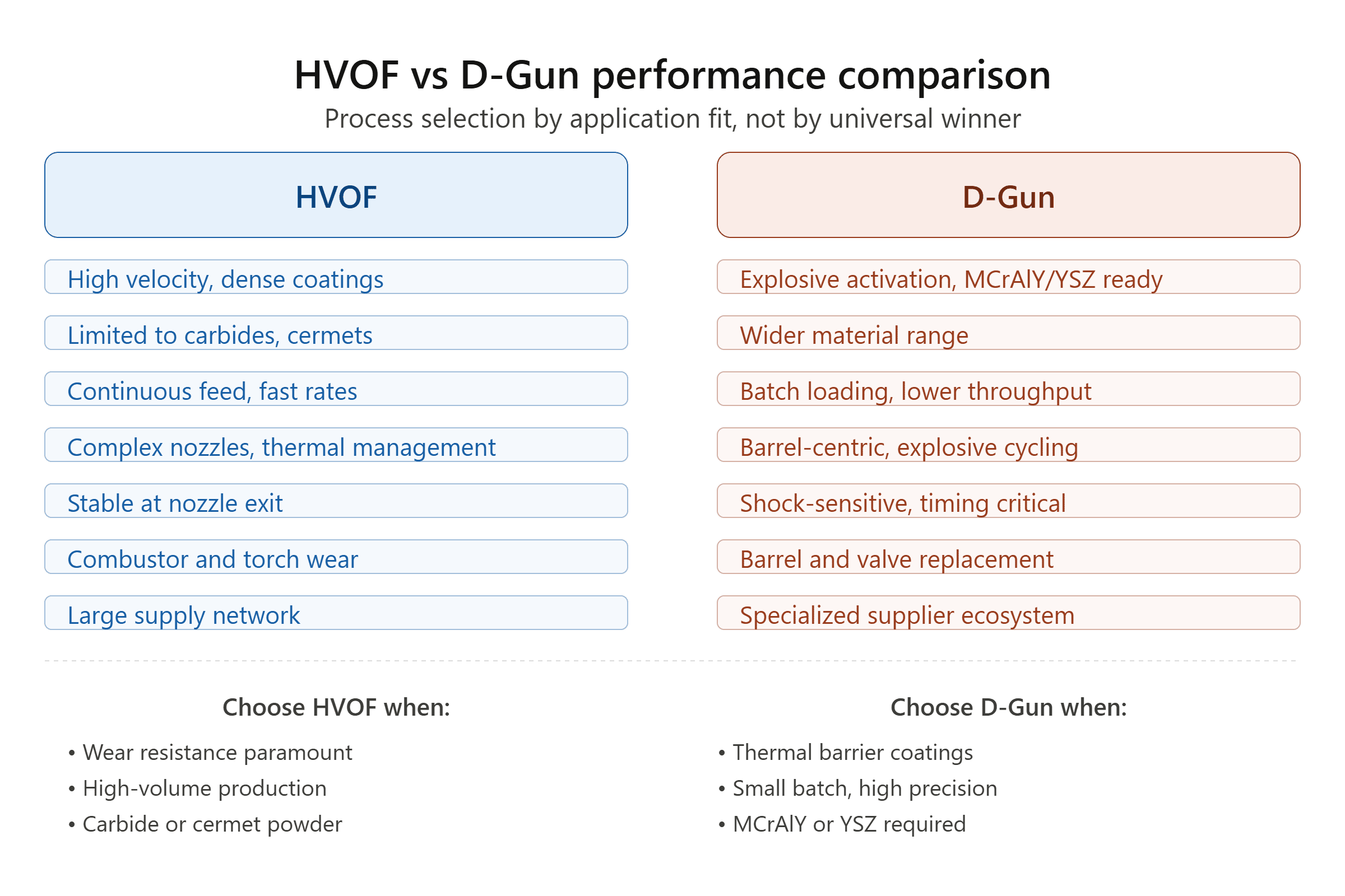 HVOF vs D-Gun performance comparison HVOF vs D-Gun thermal spray comparison