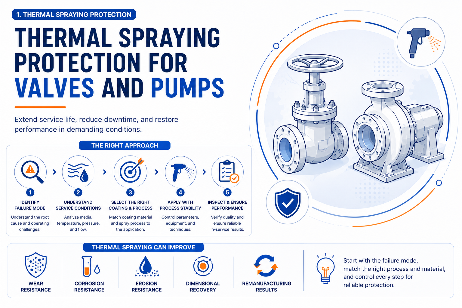 Thermal spraying protection for valves and pumps thermal spraying protection for valves and pumps