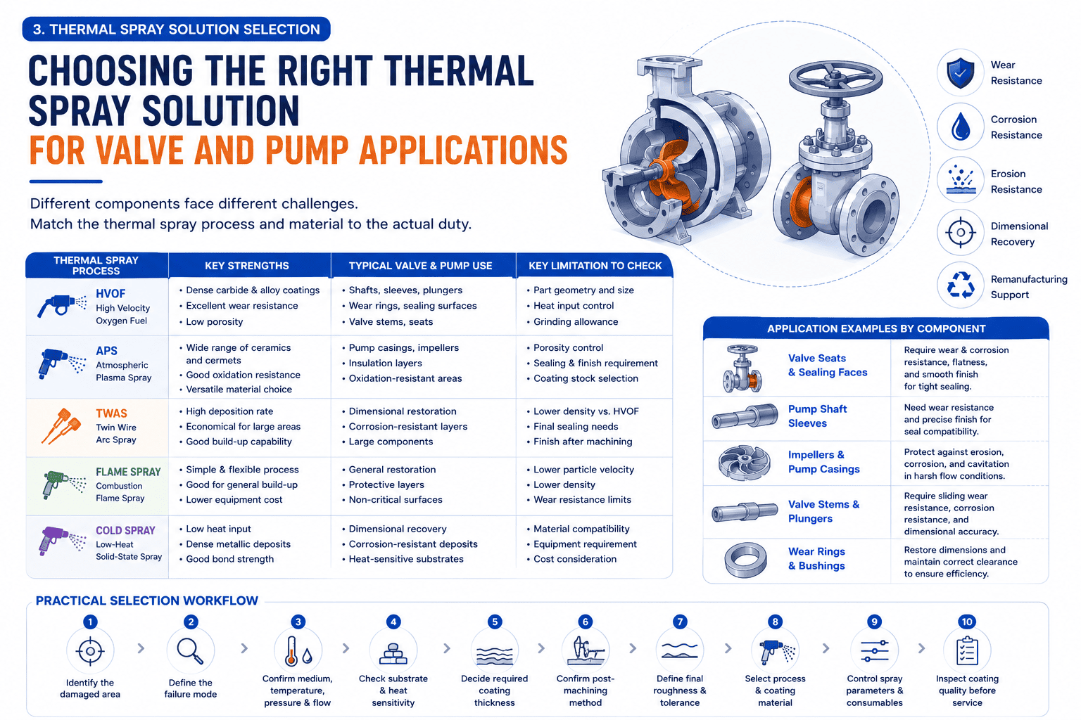 Choosing a thermal spray solution for valve and pump applications thermal spray solution selection for valve and pump applications
