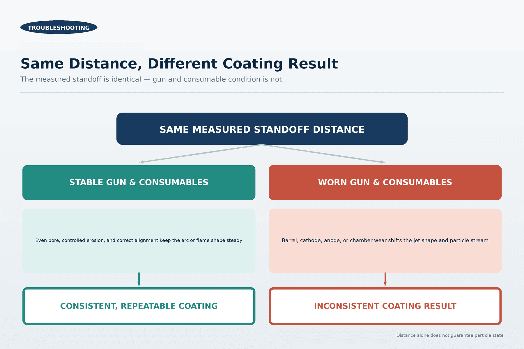 same spray distance different coating results due to gun stability