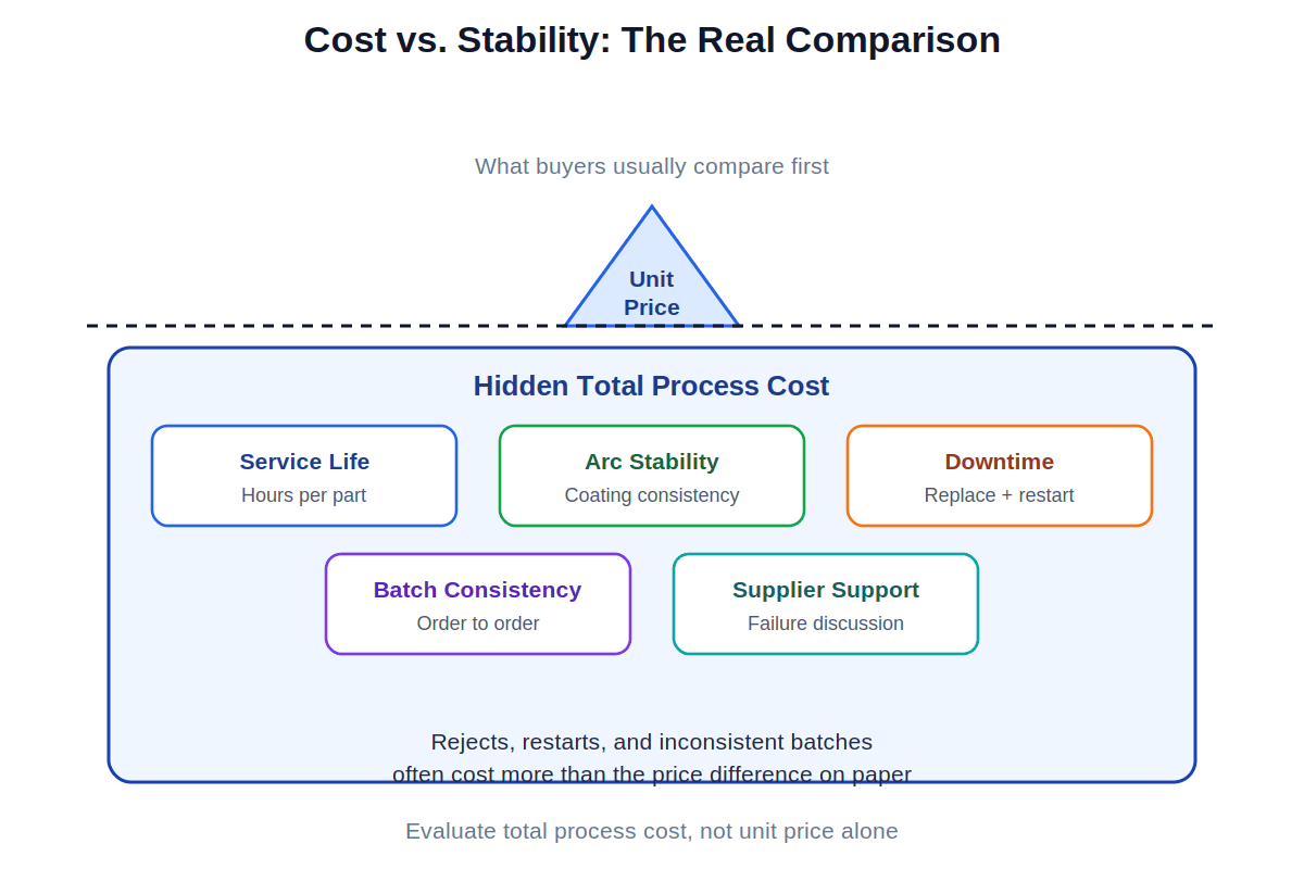 F4 consumables cost and stability evaluation